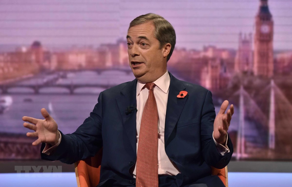 Lãnh đạo đảng Brexit của Anh Nigel Farage. (Ảnh: AFP/TTXVN)