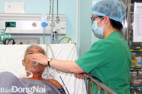Bệnh nhân N.T.T. đang được chăm sóc, theo dõi tại Khoa Hồi sức tích cực - chống độc của Bệnh viện đa khoa Đồng Nai