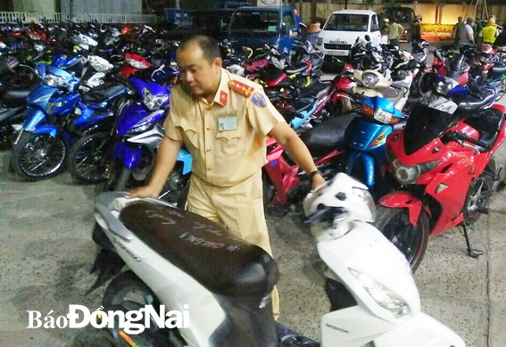 Các phương tiện vi phạm trật tự an toàn giao thông trong đêm 10-12 bị tạm giữ tại Công an TP.Biên Hòa