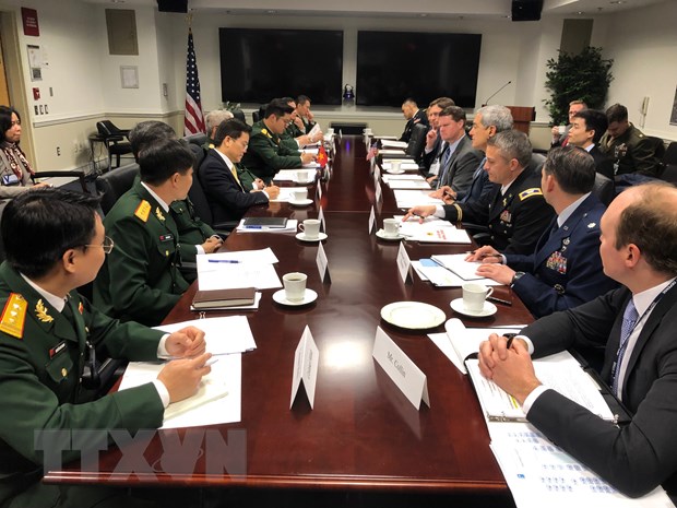 Đối thoại chính sách quốc phòng Việt Nam-Hoa Kỳ năm 2019 được tổ chức tại trụ trở Bộ Quốc phòng Hoa Kỳ. (Nguồn: TTXVN)