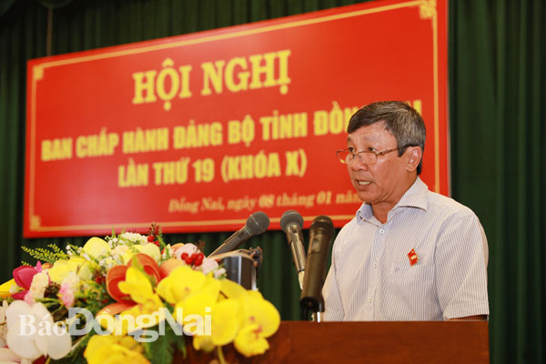Phó bí thư thường trực Tỉnh ủy Hồ Thanh Sơn phát biểu bế mạc hội nghị