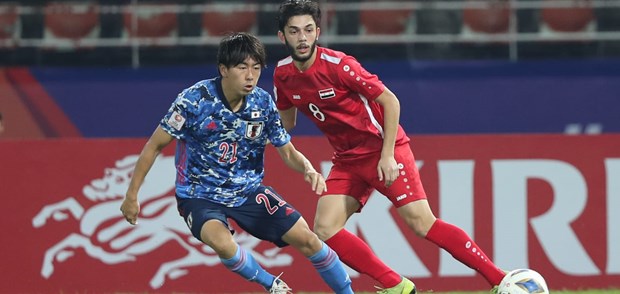U23 Nhật Bản (áo xanh) bị loại sau trận thua bất ngờ trước U23 Syria. (Nguồn: AFC)
