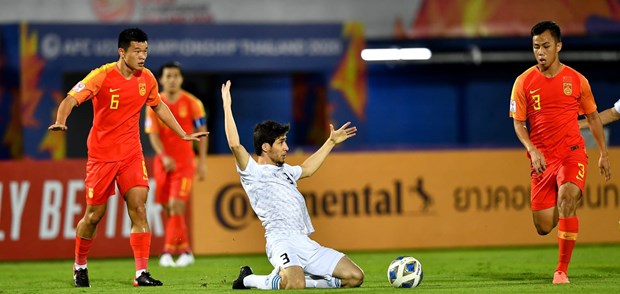  U23 Trung Quốc cũng đã bị loại sau trận thua U23 Uzbekistan (áo trắng). (Nguồn: AFC)