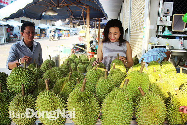 Chợ đầu mối nông sản thực phẩm Dầu Giây (huyện Thống Nhất) đang tiêu thụ tốt nhiều mặt hàng nông sản của Đồng Nai. Ảnh: B.Nguyên