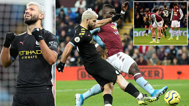 Aguero đã rực sáng với một hat-trick vào lưới Aston Villa