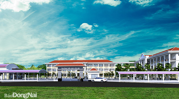 Phối cảnh Trường tiểu học Lộc An sẽ được xây dựng tại Khu tái định cư Lộc An - Bình Sơn. Ảnh: P.Tùng