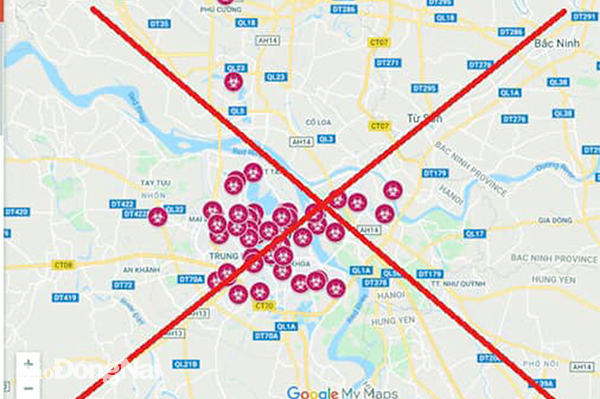 Đây là bản đồ về dịch Covid-19 không chính xác. Ảnh: Hà Nội mới
