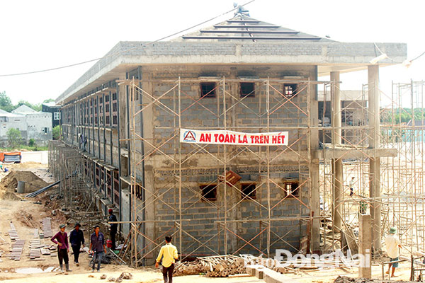 Công trình Trường TH-THCS Bắc Sơn (xã Bắc Sơn, H.Trảng Bom) sau khi xây dựng xong sẽ góp phần rất lớn giải tỏa áp lực trường lớp trên địa bàn xã