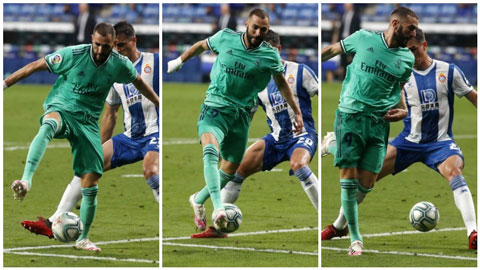 Real nhích khoảng cách với Barca lên 2 điểm sao trận thắng Espanyol bằng pha đánh gót điệu nghệ của Benzema