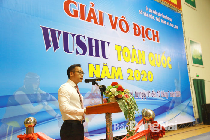 Ông Nguyễn Xuân Thanh, Phó giám đốc Sở Văn hóa, thể thao và du lịch Đồng Nai, Trưởng ban tổ chức giải phát biểu khai mạc