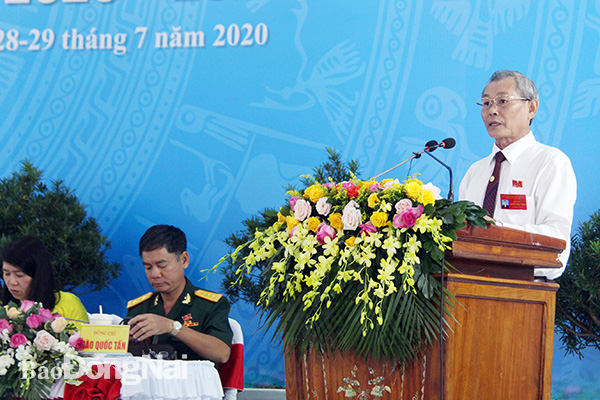 Bí thư Huyện ủy Tân Phú Nguyễn Trung Thành phát biểu khai mạc phiên trù bị của đại hội.