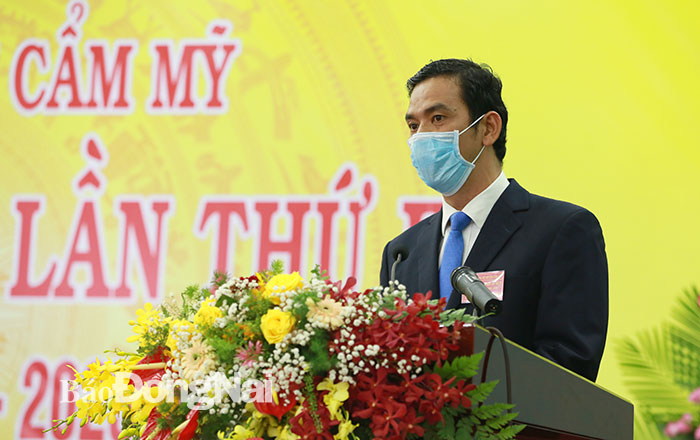 Đồng chí Trần Trung Nhân, Ủy viên Ban TVTU, Trưởng ban Nội chính Tỉnh ủy phát biểu chỉ đạo tại đại hội