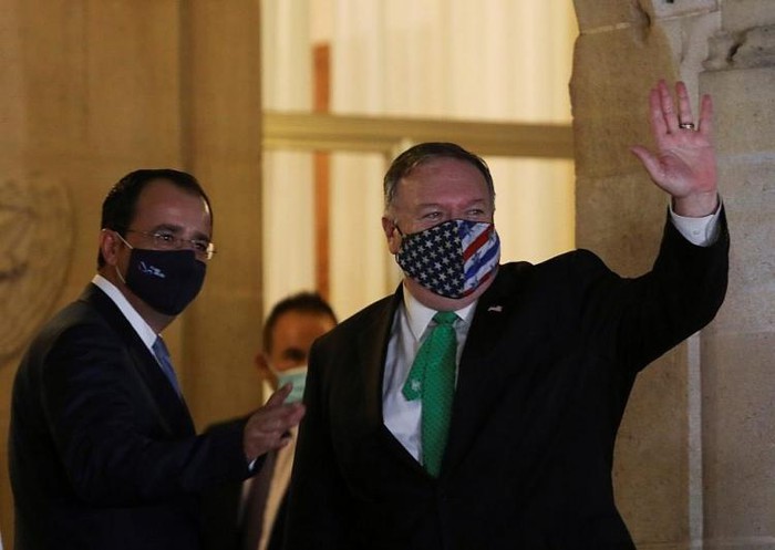Ngoại trưởng Mỹ trong chuyến thăm Cyprus. Ảnh: Reuters