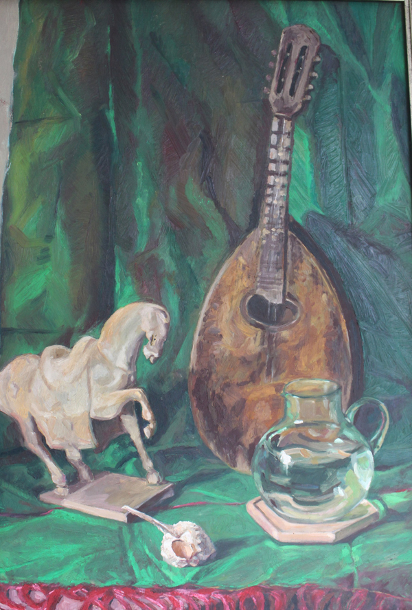 Tác phẩm của họa sĩ Huỳnh Ngọc Châu trưng bày tại không gian cà phê Chim và tranh