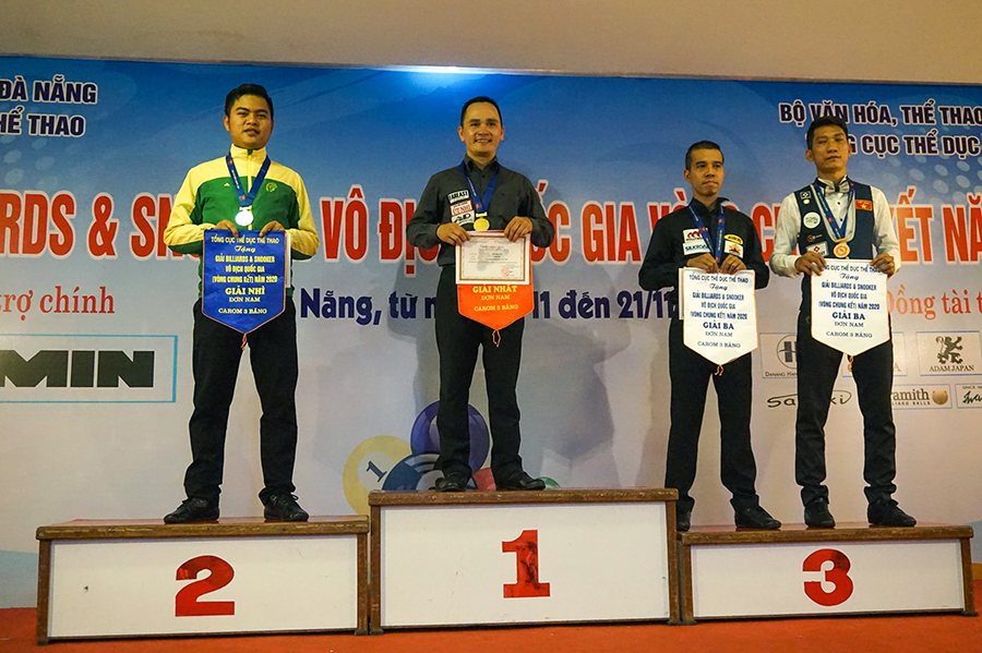 Tay cơ Trần Đức Minh (Đồng Nai) vô địch giải carom 3 băng quốc gia 2020. 
