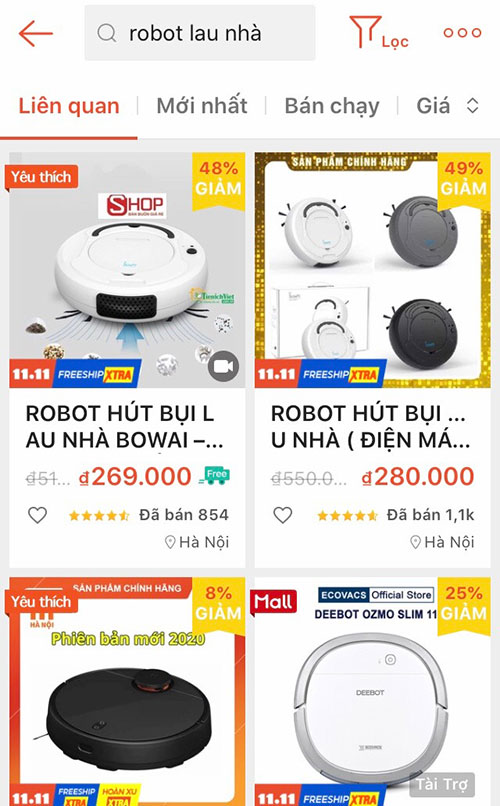 Trên một trang thương mại điện tử, robot lau nhà được quảng cáo là hàng nhập từ Nhật Bản, nhưng thực chất chỉ là hàng giả, nhập về từ Trung Quốc