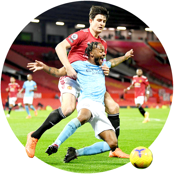 Harry Maguire (Man Utd) sẽ tái đấu Raheem Sterling (Man City) trong trận derby quyết định ngày 7-3 Ảnh: PL