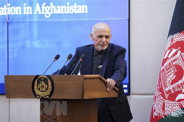 Tổng thống Afghanistan Ashraf Ghani phát biểu tại một sự kiện ở Kabul ngày 23-2-2021. Nguồn: AFP/TTXVN