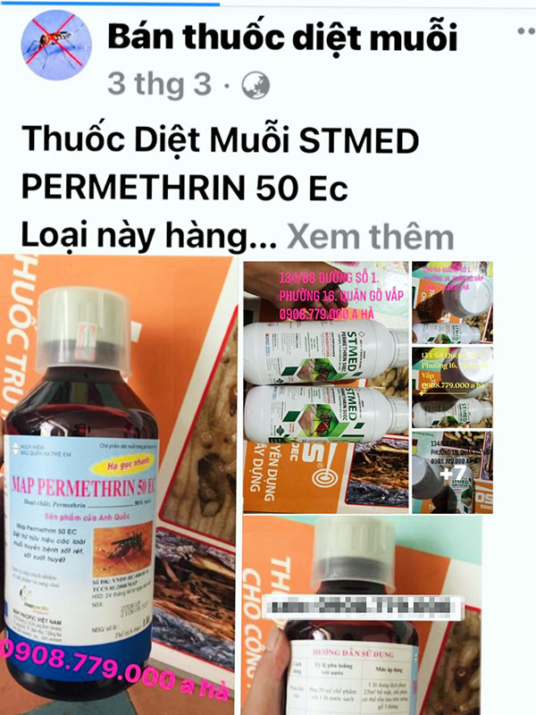 Thuốc diệt muỗi được quảng cáo và rao bán tràn lan trên mạng xã hội. Chất lượng thế nào người mua rất khó phân định. Ảnh chụp màn hình