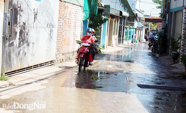 Nước thải tràn ra hẻm
