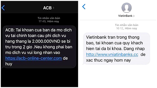 Một tin nhắn mạo danh ngân hàng để lừa đảo khách hàng