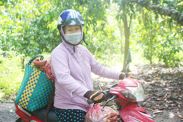 Tới mùa dâu chín, bà Ba Thúy (ngụ xã Phú Hội, H.Nhơn Trạch) vào tận vườn của nông dân trồng dâu thu mua để bỏ mối cho chủ các sạp trái cây trong và ngoài xã