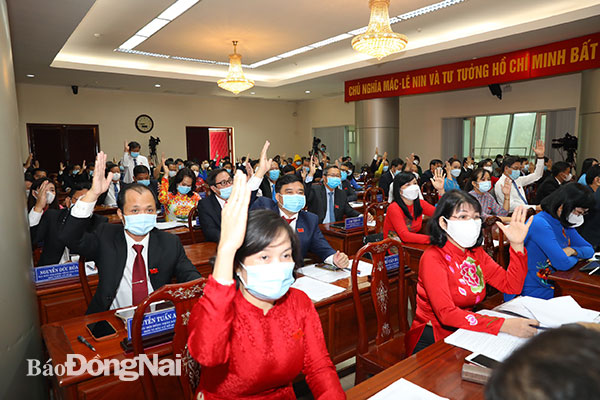 Các đại biểu biểu quyết thông qua chương trình kỳ họp