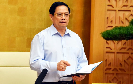 Ủy viên Bộ Chính trị, Thủ tướng Chính phủ Phạm Minh Chính phát biểu chỉ đạo tại buổi họp 