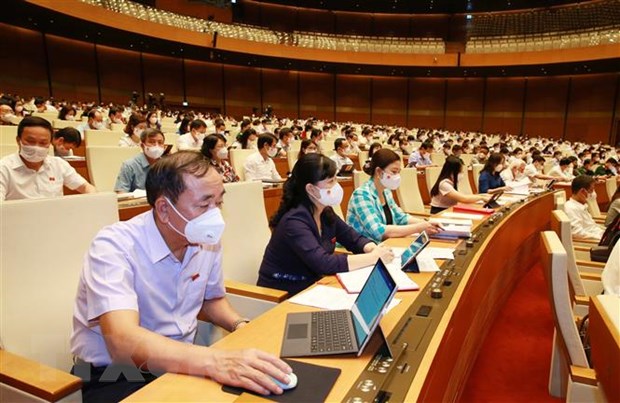 Đoàn đại biểu Quốc hội tỉnh Bắc Ninh tại phiên họp. (Ảnh: Phương Hoa/TTXVN)