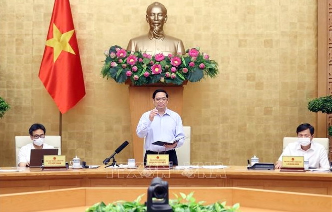 Thủ tướng Phạm Minh Chính phát biểu kết luận hội nghị. Ảnh Dương Giang-TTXVN