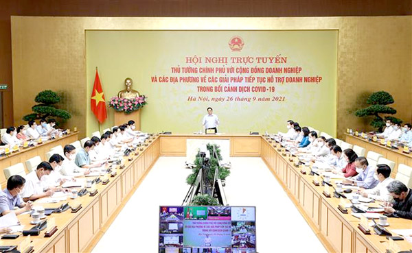 Thủ tướng Phạm Minh Chính chủ trì hội nghị trực tuyến toàn quốc với cộng đồng doanh nghiệp và địa phương về các giải pháp tiếp tục hỗ trợ doanh nghiệp trong bối cảnh dịch Covid-19