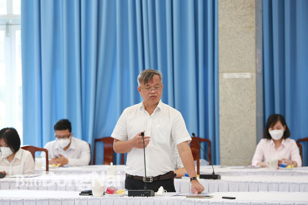 Phó bí thư Tỉnh ủy, Chủ tịch UBND tỉnh Cao Tiến Dũng phát biểu chỉ đạo tại cuộc họp. Ảnh:Huy Anh