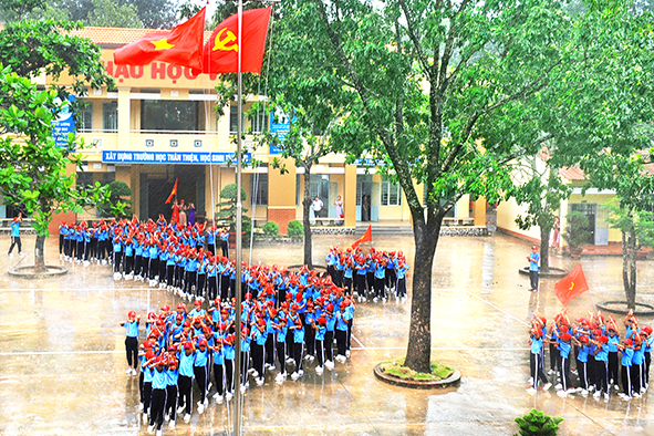 Giáo dục trên địa bàn huyện luôn được quan tâm, hiện toàn huyện có 91,42% trường đạt chuẩn quốc gia. Ảnh: Nguyễn Thị Tỉnh