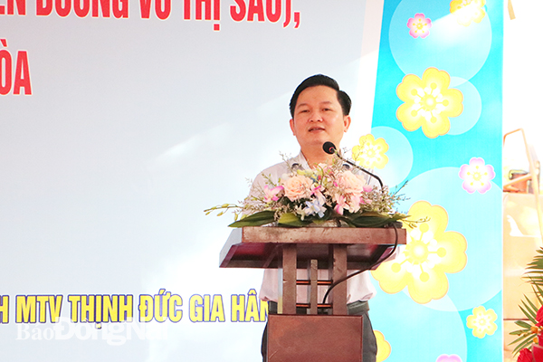 Chủ tịch UBND TP.Biên Hòa Nguyễn Hữu Nguyên phát biểu tại lễ khởi công
