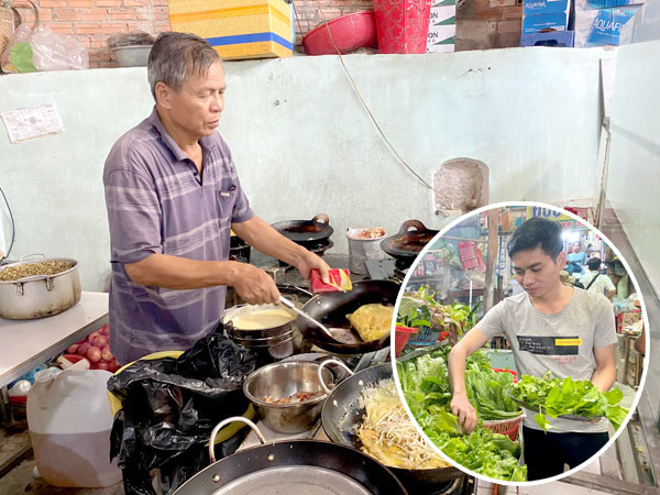 Nhiều quán bánh xèo rau rừng dọc theo đường lên núi Chứa Chan. Ảnh: T.Mộc