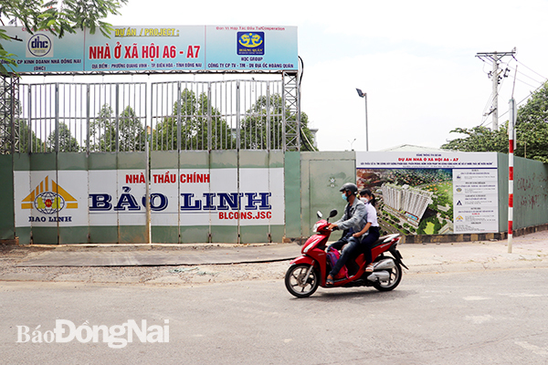 Khu nhà ở xã hội A6, A7 ở P.Quang Vinh (TP.Biên Hòa) đang được triển khai xây dựng