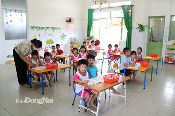 Trường mầm non Vĩnh Tân (H.Vĩnh Cửu) là mô hình tiêu biểu trường học xanh, an toàn, thân thiện gắn với xây dựng nông thôn mới. Ảnh: Bình Nguyên