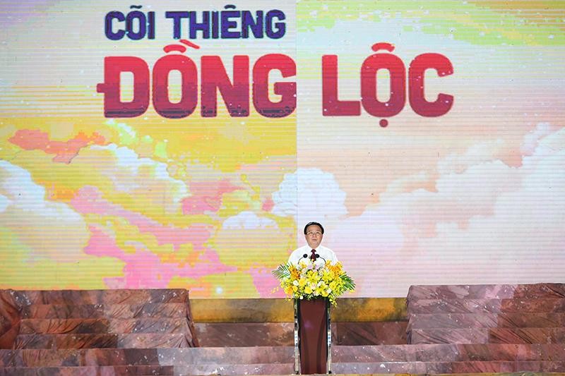 Đồng chí Nguyễn Xuân Thắng phát biểu tại buổi lễ.