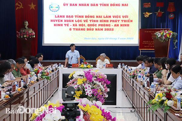 Chủ tịch UBND tỉnh Cao Tiến Dũng phát biểu chỉ đạo tại buổi làm việc.