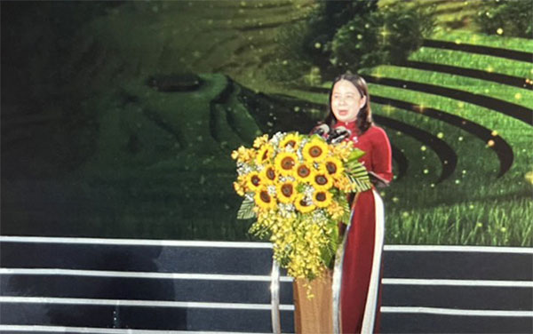 Đồng chí Võ Thị Ánh Xuân, Uỷ viên BCH Trung ương Đảng, Phó Chủ tịch nước phát biểu tại Chương trình.