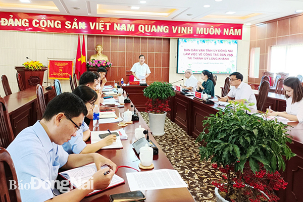 Ban Dân vận Tỉnh ủy kiểm tra công tác dân vận tại Ban Dân vận Thành ủy Long Khánh