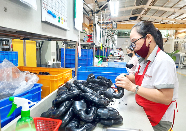 Công nhân sản xuất hàng tại một doanh nghiệp ở H.Long Thành. Ảnh: Văn Gia