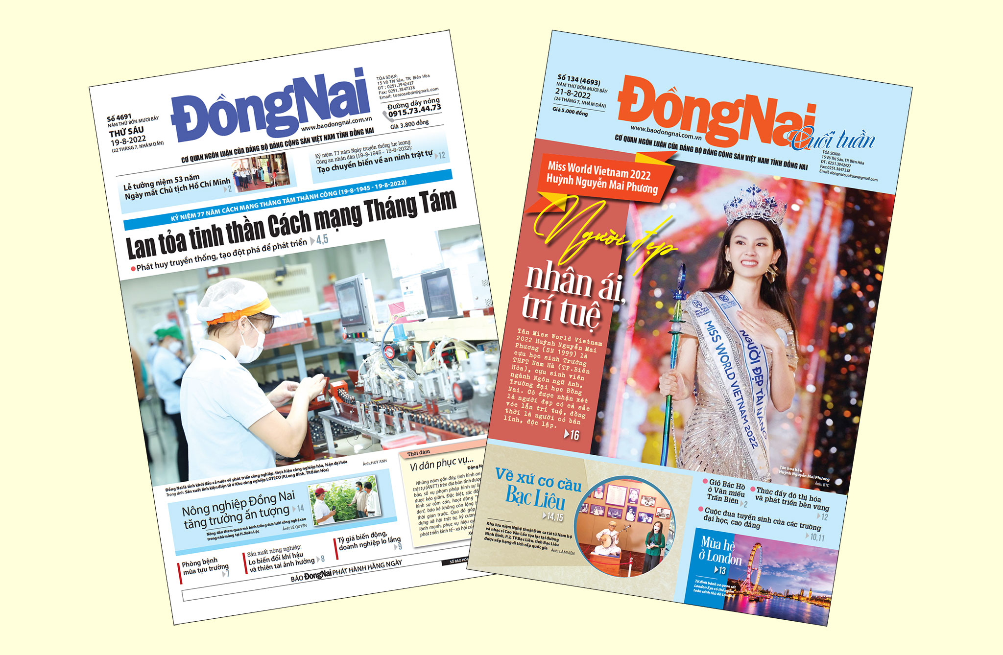 Bìa Báo Đồng Nai ra ngày 19-8 và Đồng Nai cuối tuần số 134