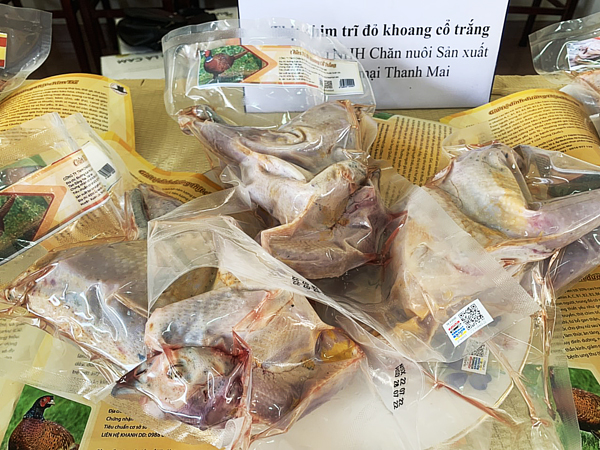 Thịt chim trĩ của Công ty TNHH Thanh Mai (H.Xuân Lộc) đang cung cấp vào các hệ thống siêu thị lớn. Ảnh: B.Nguyên