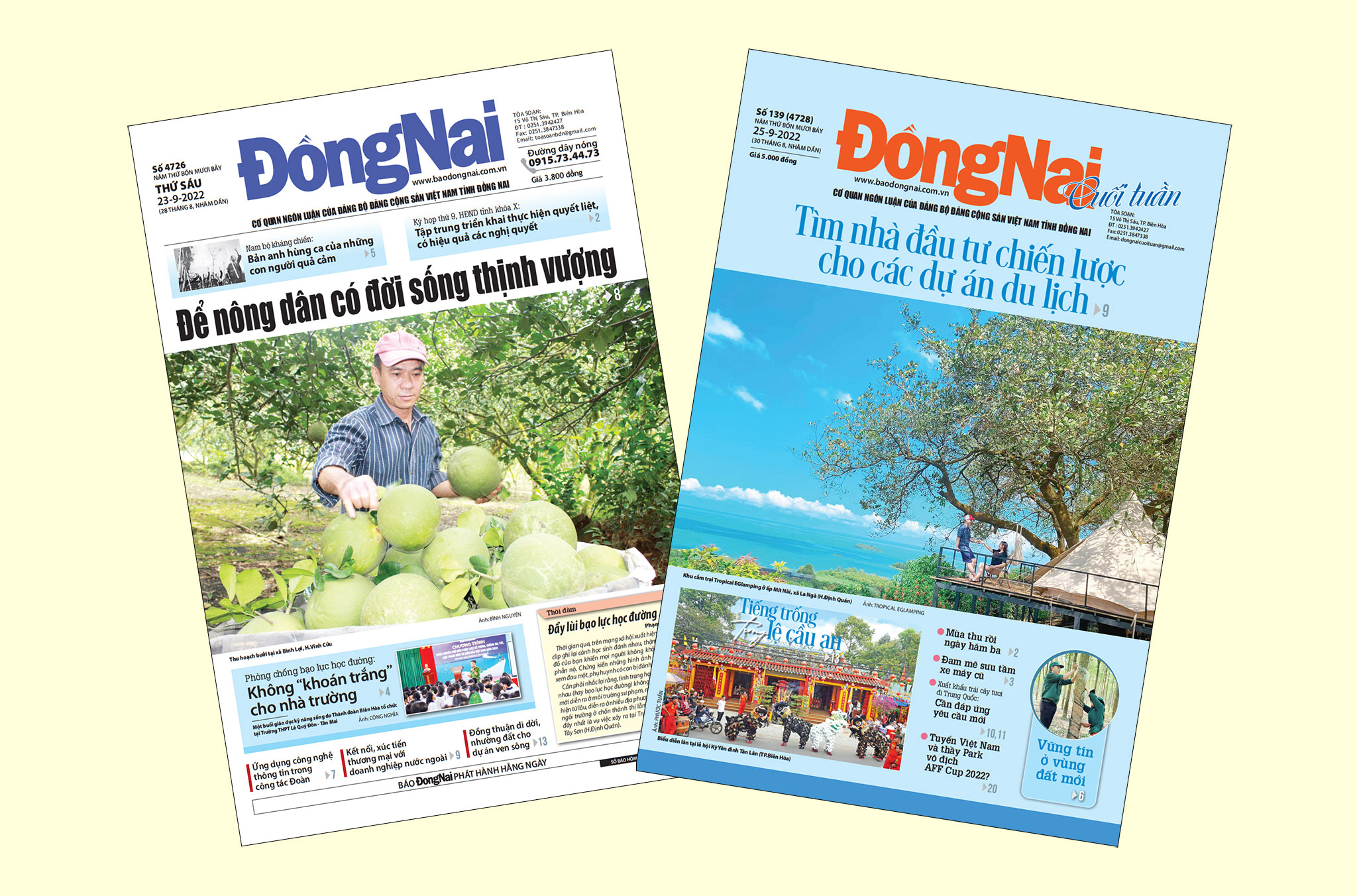Bìa Báo Đồng Nai ra ngày 23-9 và Đồng Nai cuối tuần số 139